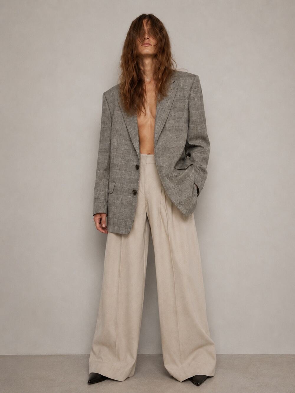 Vintage Yves Saint Laurent Oversized Blazer Suit Jacket Wool Light Gray Grey YSL